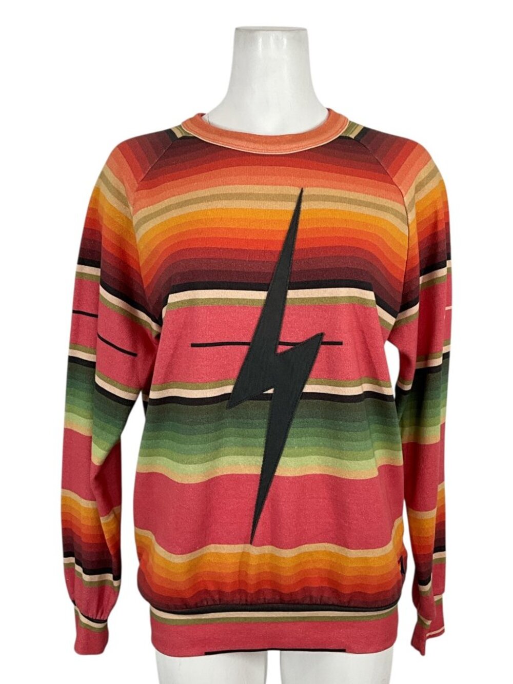 Aviator Nation Serape Bolt Stitch Sweatshirt L Striped Crewneck Long Sleeve - Picture 7 of 16